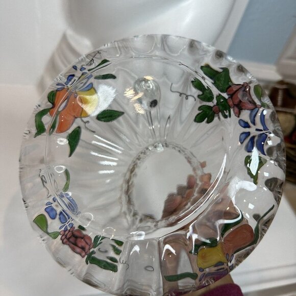 Crystal Clear Pitcher Handcrafted Venetian Fruit 22K Gold Trim Romania 96 oz - Picture 4 of 12